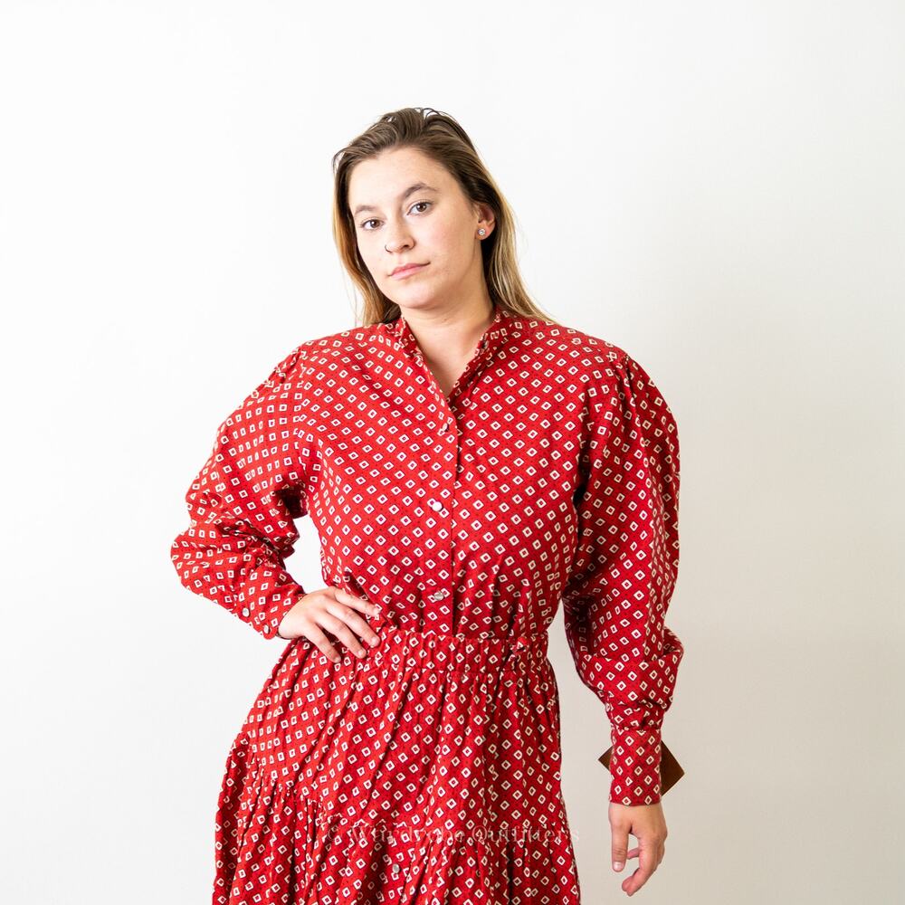Vintage 70s Western Cowgirl Rodeo Prairie Skirt & Top Set Dress - M - Picture 8 of 11